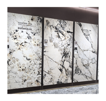 White and Golden Sintered Stone Tiles for TV Background - Cheap Prices on Porcelain Marble Wall Slabs