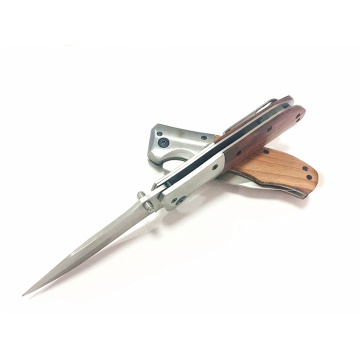 Fast Open Camping Wood Handle Pocket Knife