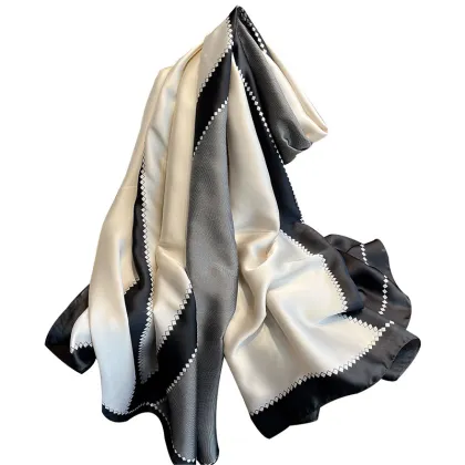 New Silk Satin Geometric Shawl Sunscreen Scarf