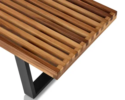 Nelson Style Platform Mid Century Solid Wood Bench