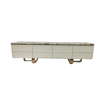 Soporte de televisión de mármol simple de estilo europeo con base de metal para sala de estar, cocina, comedor