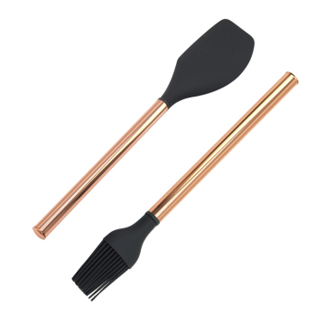 Rose Gold Silicone Brush and Spatula Baking Utensil Set