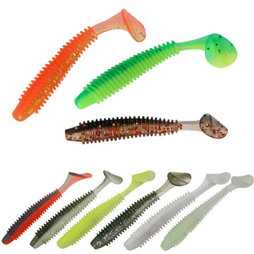 Orjd 10pcs Pack 8 Colors Soft Plastic Fishing Lures T Tails Luminous Swim Bait Worm Jigging Lure