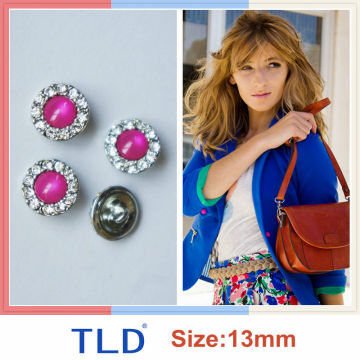 Shank metal buttons with rhinestones