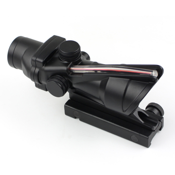 Tactical 4x32 Illuminated Hunting Compact Prism Scope with Red Fiber Optic