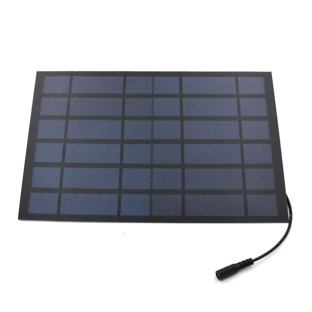 6V Solar Panel 2/3/4.5/6/10W with Connector DC 5.5*2.1 plug Portable Transparent Laminated Poly Cell Module 3.7V 18650 Battery