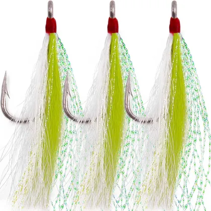 Saltwater Bucktail Hooks for Striped Bass and Flounder Fishing Lures