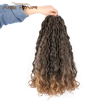 Aisi Hair Wholesale Faux Locs Ombre Brown Crochet Braids Hair Faux Locks Synthetic Braids Hairpieces Extensions For Black Women