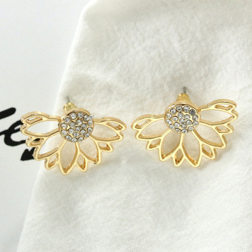 E-088 Wholesale Creative Lotus Flower Earrings with Pearls and Diamonds