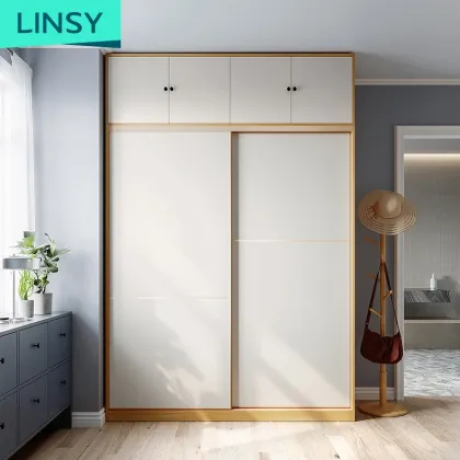 Linsy Nordic White Corner Sliding Door Wardrobe