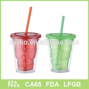 Hot selling Double Wall plastic cup, straw cup, Infusion cup