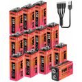 باتری لیتیومی قابل شارژ USB-C 12PCS 9V 5180mWh
