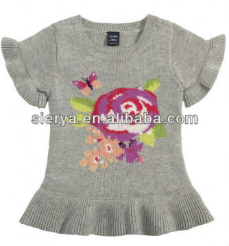 girl cotton flower pattern sweater