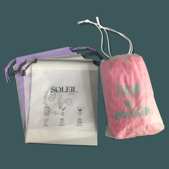 Custom Biodegradable Frosted Eva Drawstring Bags with Printing for Clothing Packaging