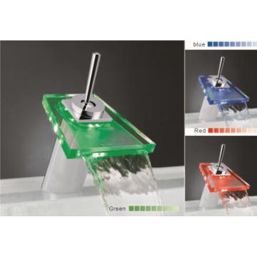 Glass LED waterfall Basin Mixer