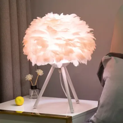 Feather Desk Lamp: LED Bedside Triangle Bedroom Lamp