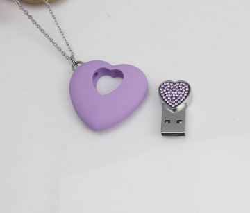 Crystal Double Heart USB