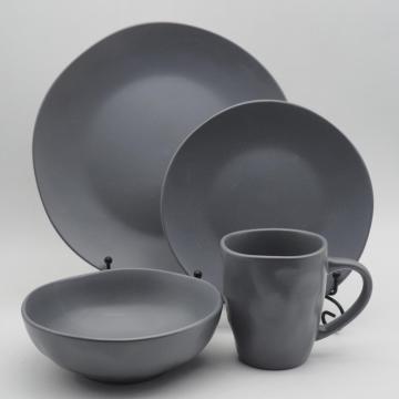 Set di pelo di glassa di glassa a forma di colore irregolare grigio/set da tavolo in ceramica