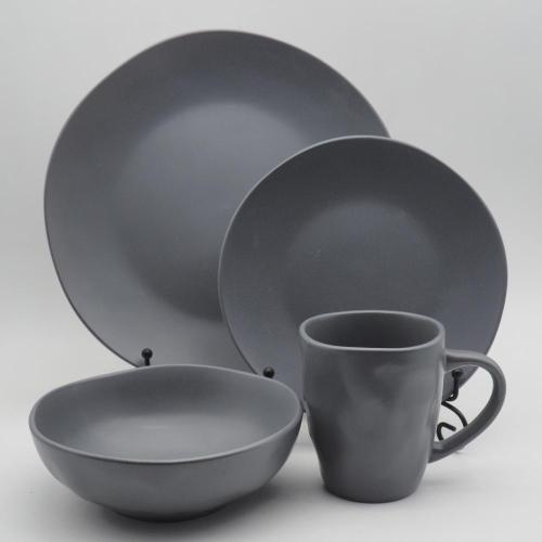 Graue unregelmäßige Form Farbe Glasur Steinzeug Abendessen Set/Keramikgeschirrset Set Set