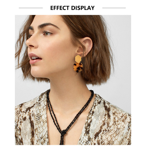 Mottled Acrylic Earrings Resin Drop Dangle Earring Hoop Statement Polygonal Bohemian Fashion Jewelry Earrings for Women Girls