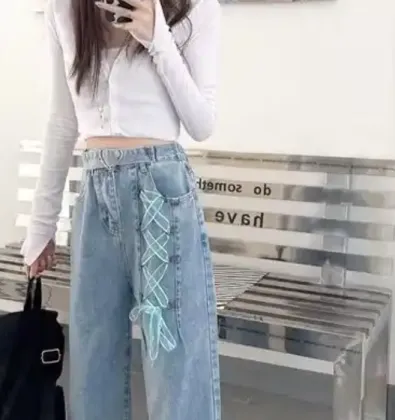 High waisted straight leg loose pants