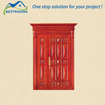 Chinese log The Lower Prices of The Double Wood Panel Door and Wood Door Frame Design