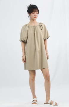 A-line Puff Sleeve Mini Dress