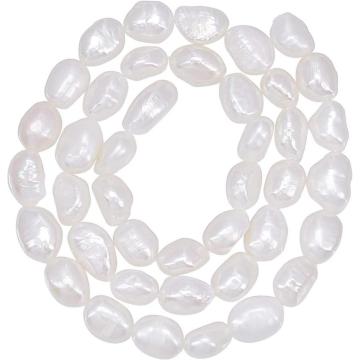 Contas de pérolas cultivadas em água doce branca para fabricação de jóias