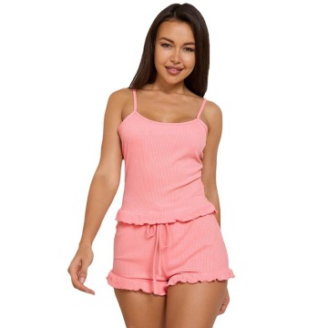 Hot Selling Plus Size Women's Summer Pajama Sets: Suspenders Shorts Two-Piece Suit Sleepwear and Loungewear