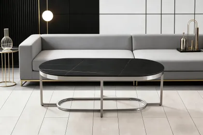 Luxury Ceramics Coffee Table with Stainless Steel Base