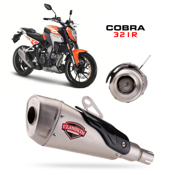 Échappement de moto Kove Cobra 321R - tuyau droit à l'arrière moyen avec silencieux de catalyseur, plaque de couverture en fibre de carbone