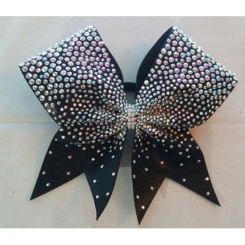 Navy blue glitter and  crystal rhinestone cheer bow transfer