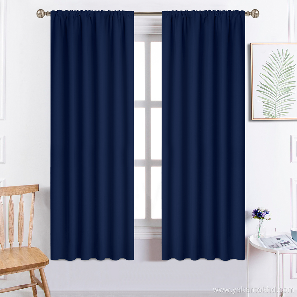 63 Inch Long Navy Blue Blackout Curtains