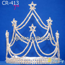 7 pulgadas coronas de encargo del concurso de la tiara de la estrella del diamante artificial