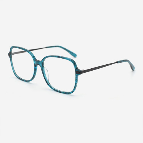 Square Acetate And Metal Combined Unisex Optical Frames 23A3170