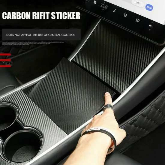 Car Interior Decal Carbon Fiber Refit Central Console Sticker Protect Cover Sticker For Tesla Model 3 Accessories