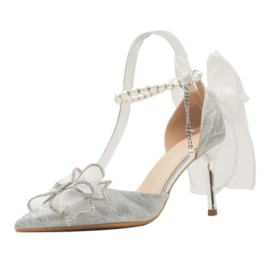 High Quality Large Size 43 Summer Wedding Shoes: Handmade Bridal Heels with Bowknot, Hollow Out Design for Bridesmaids