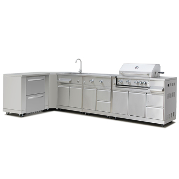 Hyxion Outdoor Kitchen 7-Piece Set with Pizza Oven and BBQ Grill