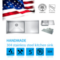 Undermount Stainless Steel Kitchen Sink with Drainboard