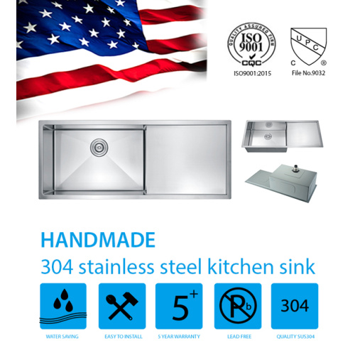 Undermount Stainless Steel Kitchen Sink with Drainboard