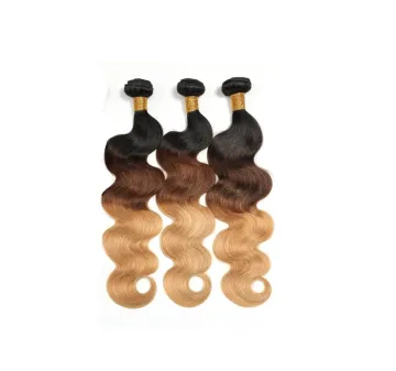 Unprocessed Human Body Wave T1b/4/27 3 Tone Ombre Color Brazilian Virgin Hair With Closure