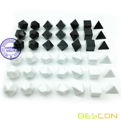 Bescon Blank Polyhedral RPG Dice Set 42pcs Artist Set, Solid Black and White Colors in Complete Set of 7, 3 Sets for Each Color