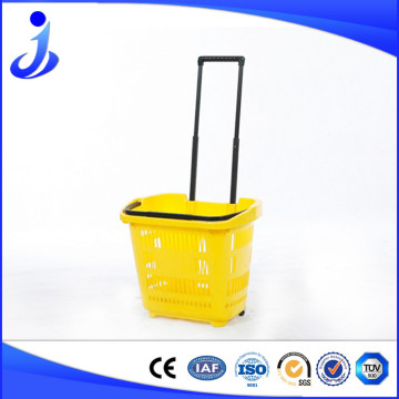China Wholesale Plastic Shopping Basket With Wheels Approved By SGS