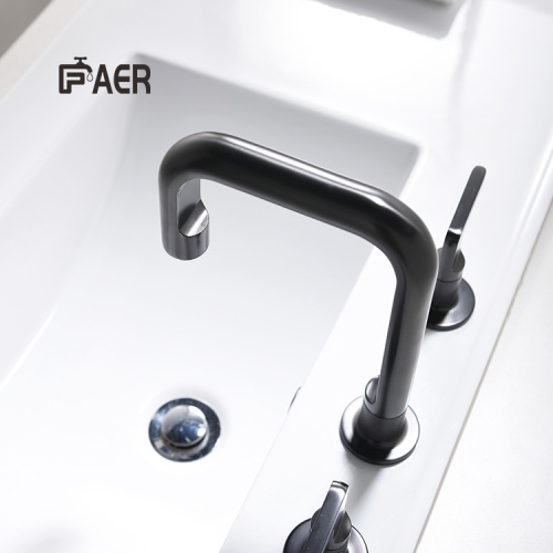 3 Hole Faucet Modern Matte Black Three Holes Brass Faucet Factory