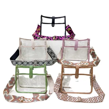 Stadium-Compliant Clear Purse for Women: Fashionable Transparent PVC Crossbody Bag with Wide Leopard Shoulder Strap