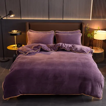 Super Soft Coral Velvet Winter Bed Sheets 4PC Set High Weight Flannel Fleece Bedding