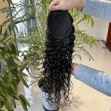 100% human hair water wave drawstring ponytail Brazilian human hair accessory