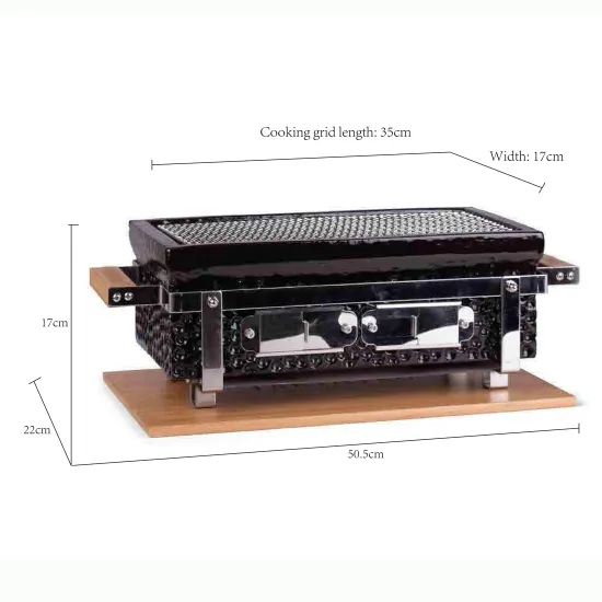 Auplex Square Hibachi Japanese Charcoal Ceramic Kamado Grill for indoor or outdoor BBQ camping