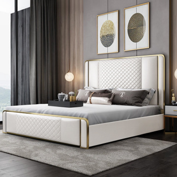 Luxury Steel Bed Four Piece Set Comfortable Double Sofa Bed for Bedroom