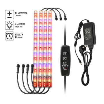Sinjia 100W LED Grow Light Strips - 224 LEDs, Timing & Dimmable, Full Spectrum, Waterproof, Dustproof (ZW0305) for Indoor Plants (4pcs/set)